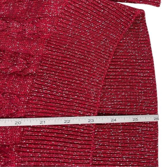 Athleta Crossroads Red Metallic Silver Crewneck Knit Sweater Women’s Size XS NWT - Picture 10 of 10